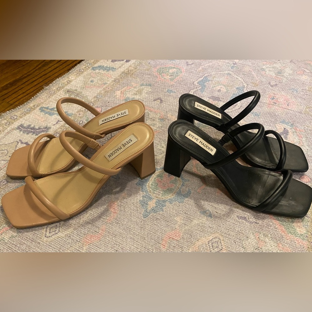 Nude and Black Steve Madden heeled sandals size 8